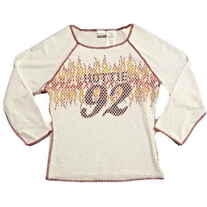 Vintage 90’s No Boundaries Hottie 92 Flame Mesh Junior's Size 7/9 Y2K T-shirt